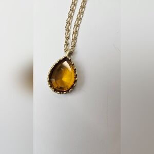 Necklace and Bracelet Set-Gold Tone w/ Yellow Stones